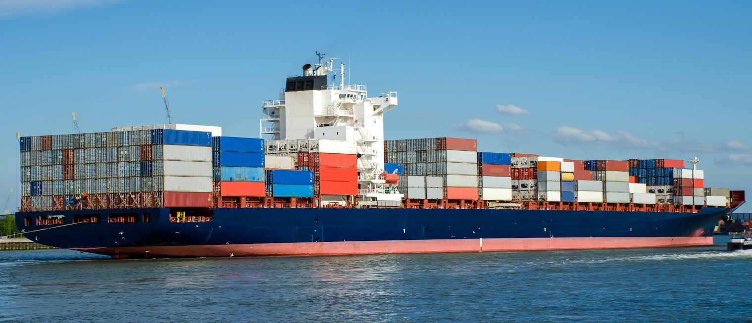 Container ship in the port of Rotterdam, Holland